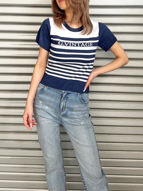 グラム・ヴィンテージボーダーニットトップス