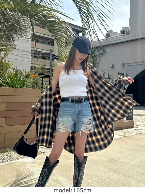 ハイダメージデニムショートパンツ