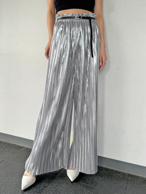 シャイニープリーツワイドパンツ