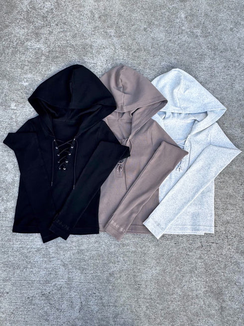 レースアップフードトップ