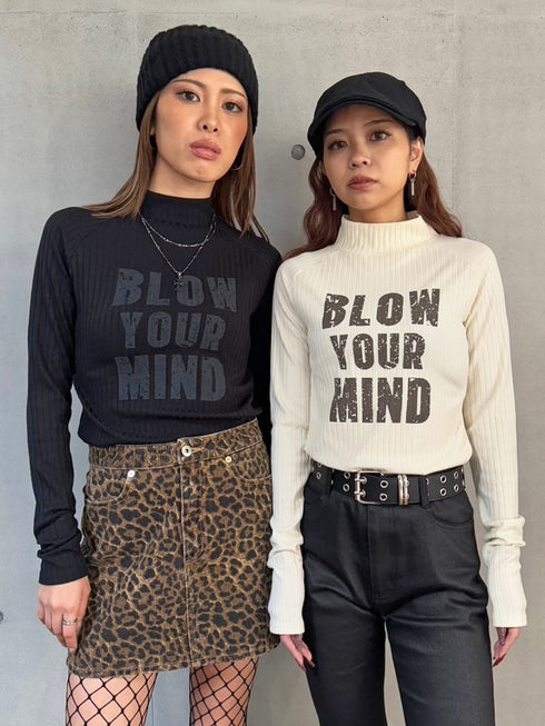 ロゴプリントニットソートップス