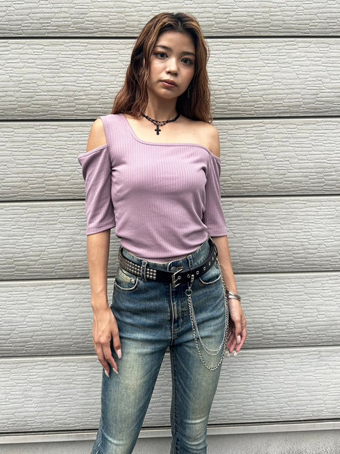 アシメデザインカットリブTOP