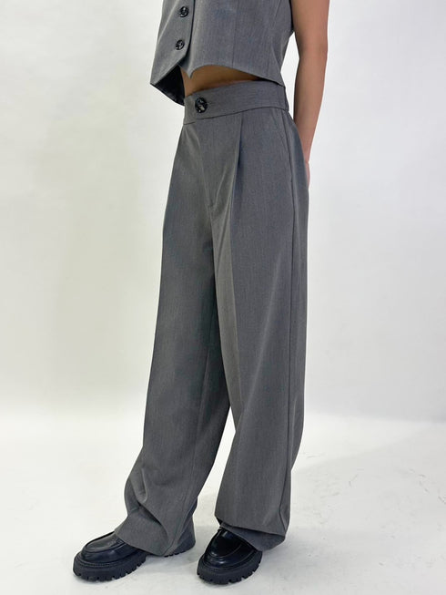 マーブル釦ワイドパンツ