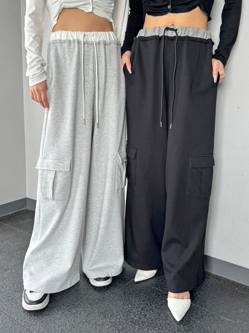 コントラストトリムスウェットカーゴパンツ