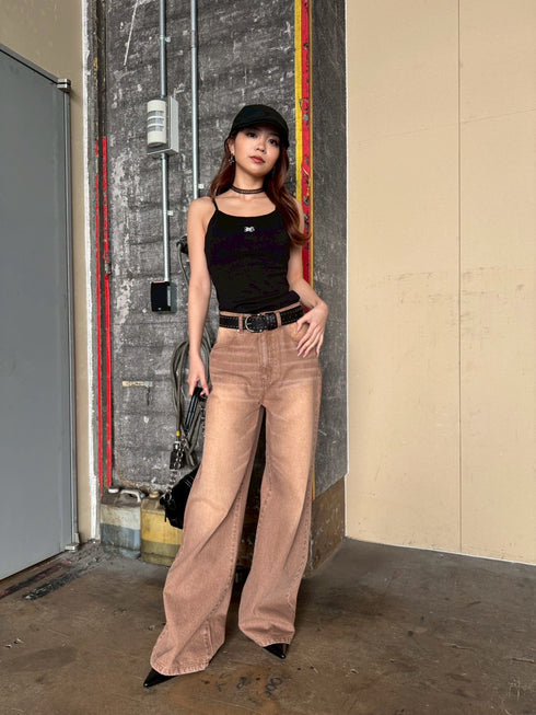 ロゴ刺繍キャミトップ