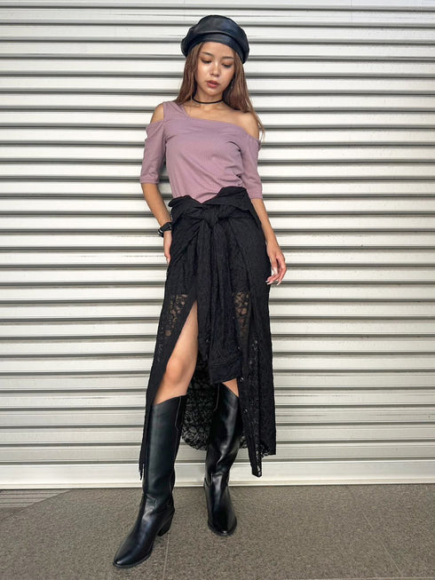 レースシャツライクロングスカート