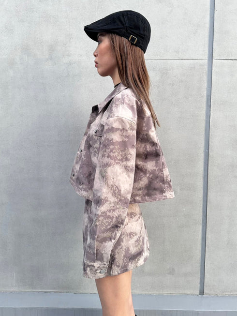 ニュアンス柄短丈シャツ