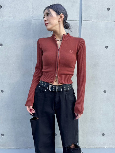 2パターン編地デザインニットTOP