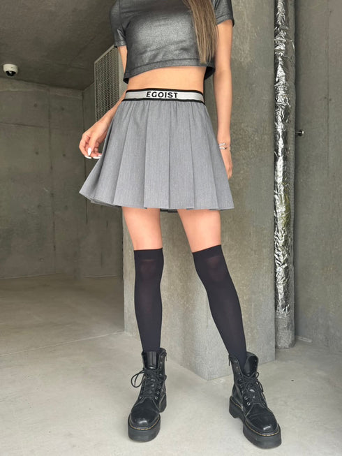 ウエストロゴプリーツミニスカート