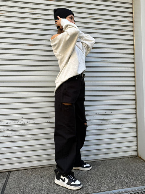 EG Blackツイルワイドパンツ