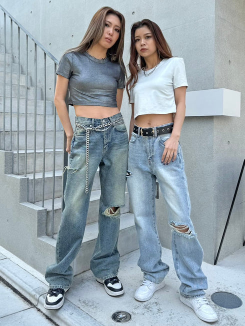 シャイニーショート半袖トップス