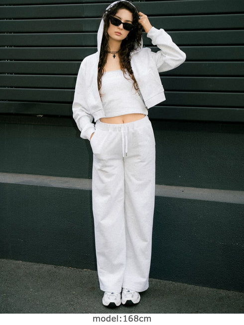 ロゴ刺繍スウェットショートパーカー