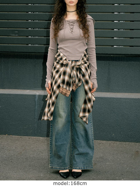 レースアップフードトップ