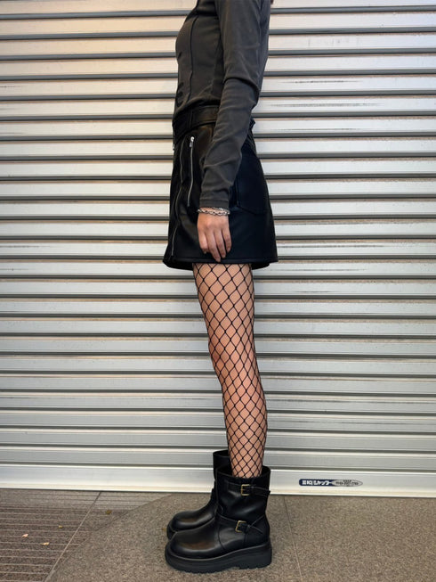 ベルト付フェイクレザータイトミニスカート