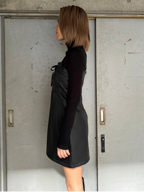 レースアップスリムキャミワンピース