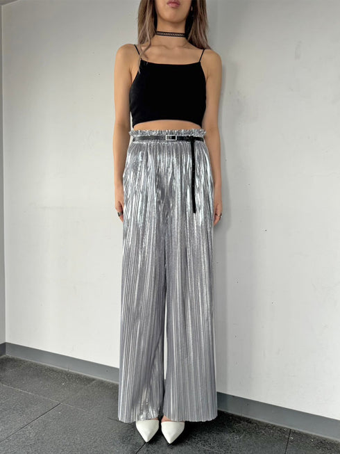 シャイニープリーツワイドパンツ