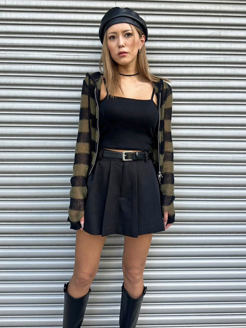 ボーダー透かしニットパーカー