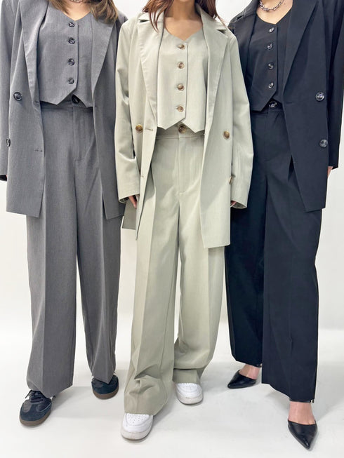 マーブル釦ワイドパンツ