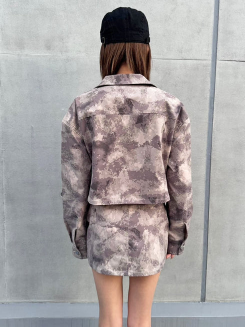 ニュアンス柄短丈シャツ