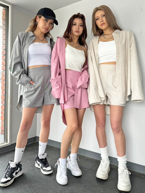 リネンライクシャツセットアップ