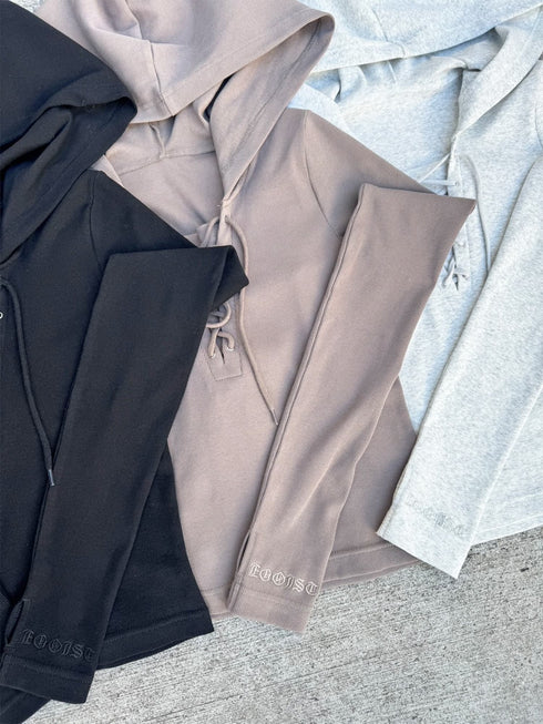 レースアップフードトップ
