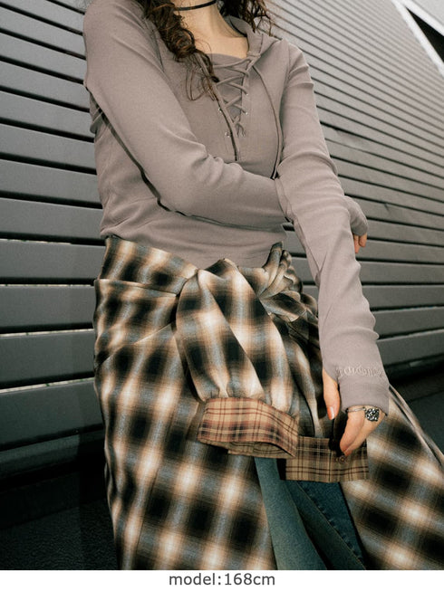 レースアップフードトップ