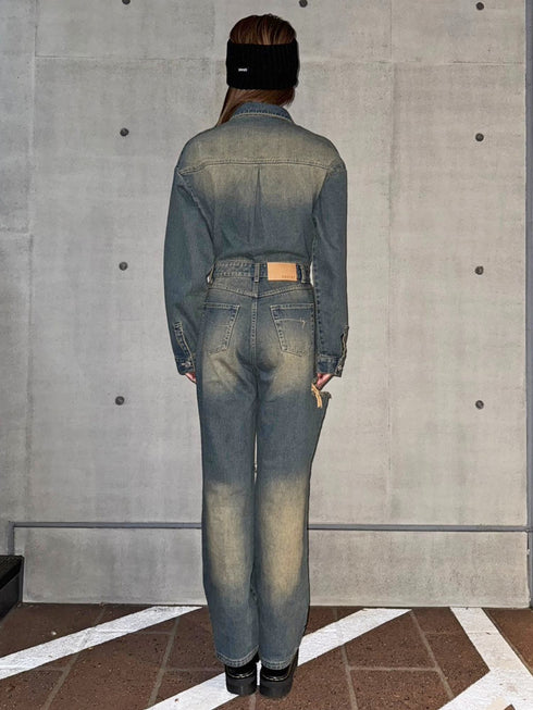 ヴィンテージ加工デニムオールインワン