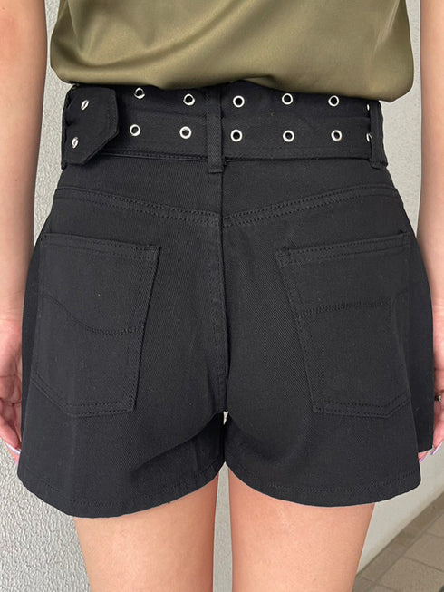 ハトメベルト付ツイルショートパンツ