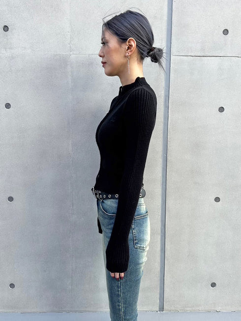 2パターン編地デザインニットTOP