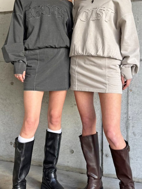 加工裏毛ミニスカート