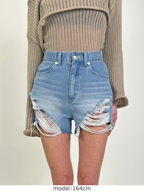 ハイダメージデニムショートパンツ