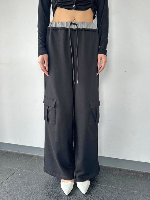 コントラストトリムスウェットカーゴパンツ