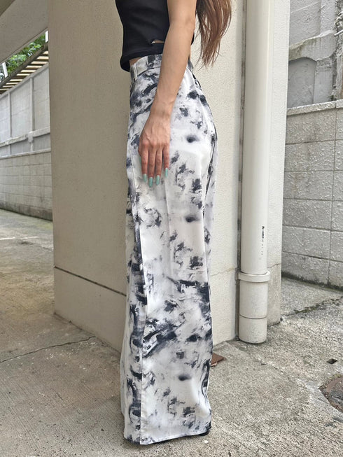 ベルト付ラップシフォンワイドパンツ