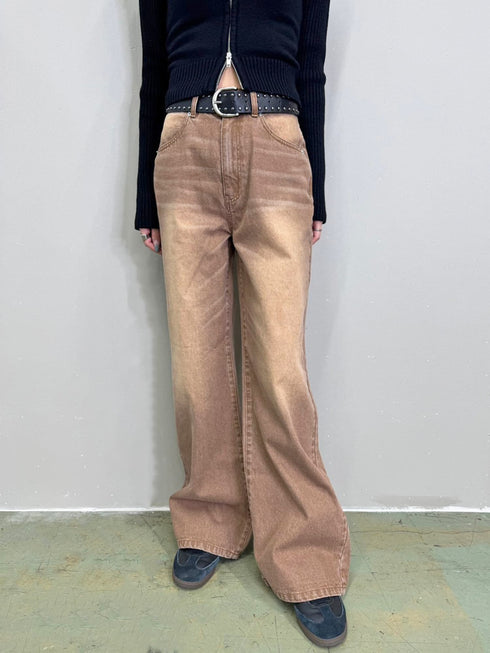 ヴィンテージライク加工ワイドパンツ