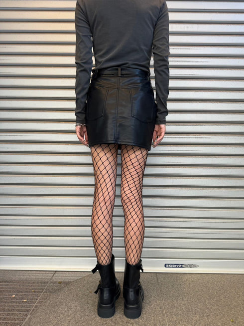 ベルト付フェイクレザータイトミニスカート