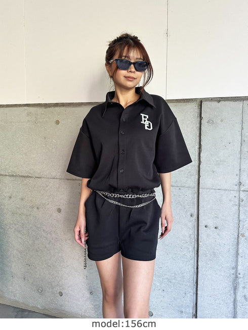 ラガーシャツ半袖オールインワン