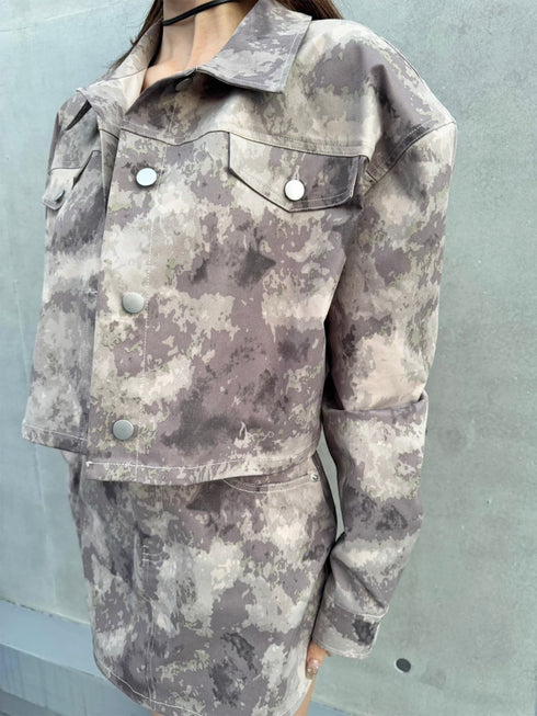 ニュアンス柄短丈シャツ