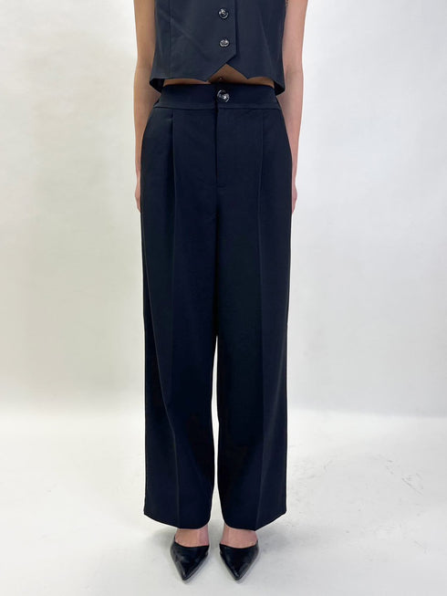 マーブル釦ワイドパンツ