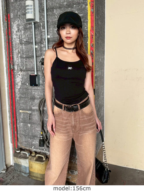 ロゴ刺繍キャミトップ