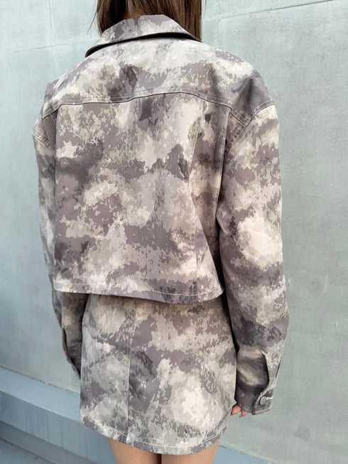 ニュアンス柄短丈シャツ