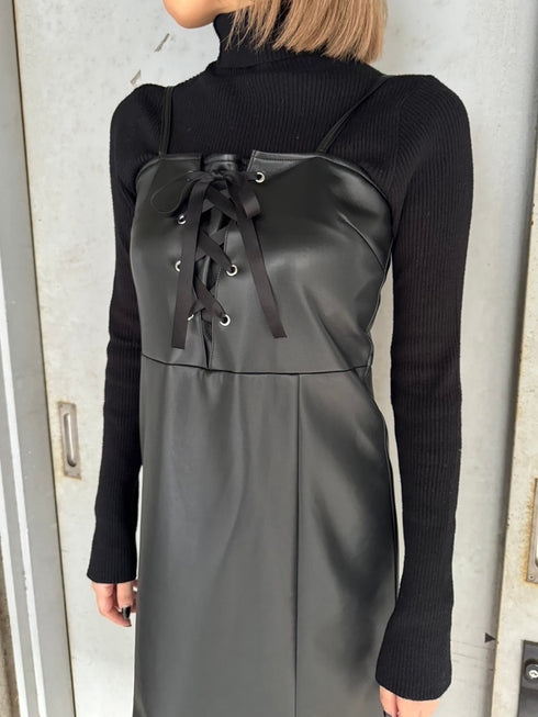 レースアップスリムキャミワンピース