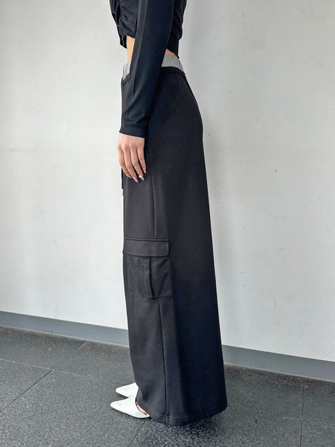 コントラストトリムスウェットカーゴパンツ