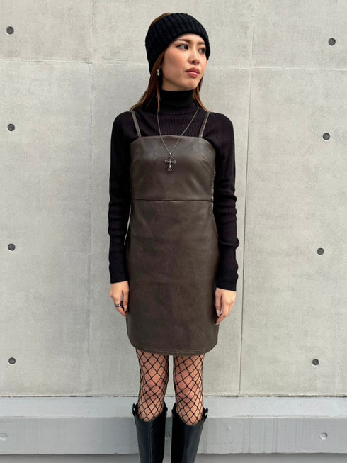 ヴィンテージレザーキャミワンピース