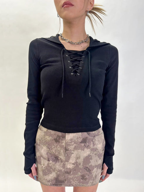 レースアップフードトップ