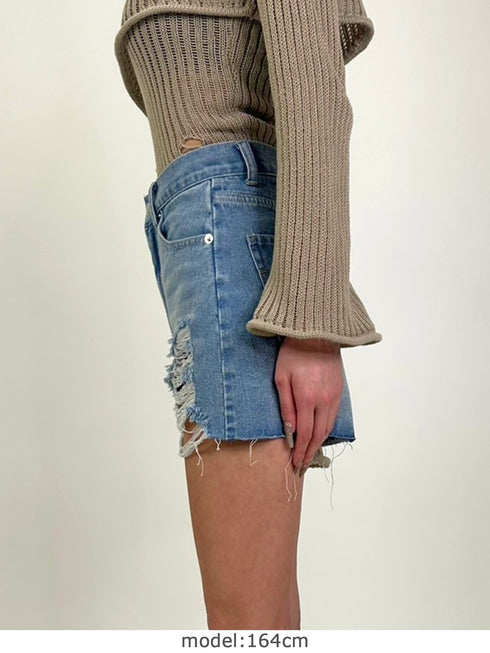 ハイダメージデニムショートパンツ