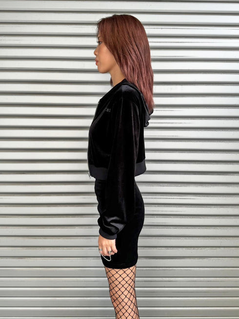 ラメ刺繍ベロアパーカー