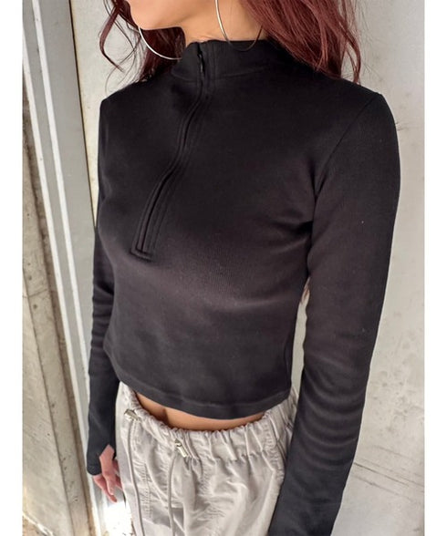 プチタートルハーフジップトップ