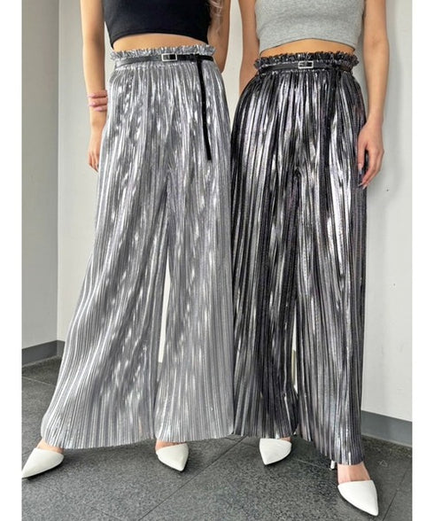 シャイニープリーツワイドパンツ