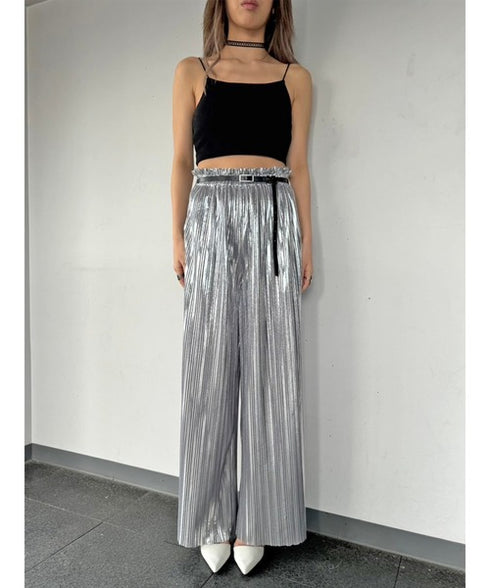 シャイニープリーツワイドパンツ