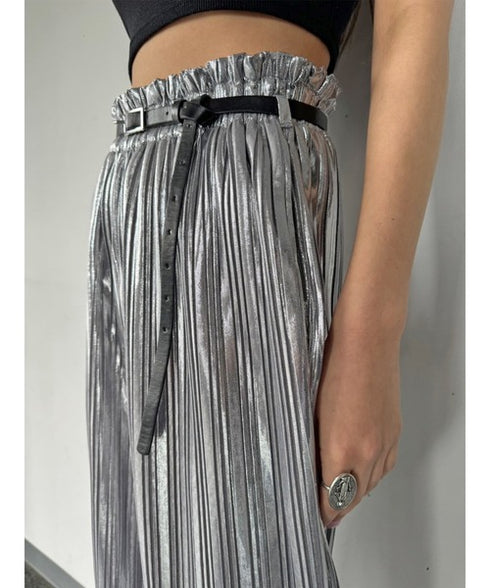 シャイニープリーツワイドパンツ